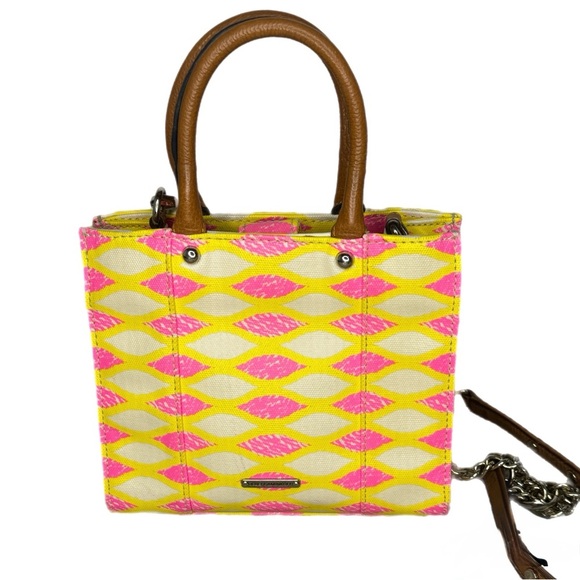 Rebecca Minkoff 'Mini MAB Tote' Crossbody Bag, Yellow / Pink Print y2k - Picture 3 of 7